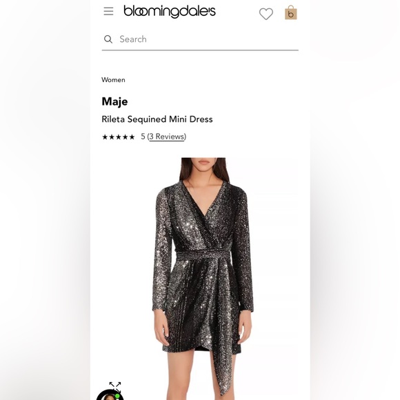 Maje Rileta Sequined Mini Dress Size 0 European 34 - Picture 5 of 5